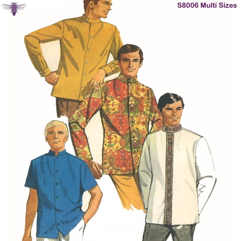 1960s Sewing Patterns | 1970s Sewing Patterns     Vintage 1960s Sewing Pattern: Mens Nehru Jacket - Beatles - Guru Shirt - Multi-Sizes $27.65 AT vintagedancer.com