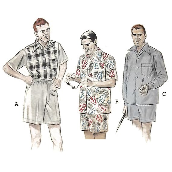 PDF - Vintage 1950's Sewing Pattern: Men's Sport Shirt