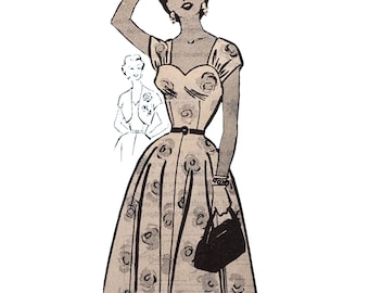 PDF - Vintage 1950s Pattern – Sweetheart Dress - Bust: 34” (86.4cm) - Download