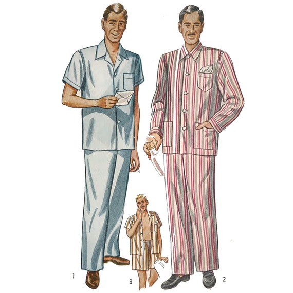 esperanza Rechazar maquinilla de afeitar Patrón de costura vintage de los años 50: pijama de hombre - Etsy España