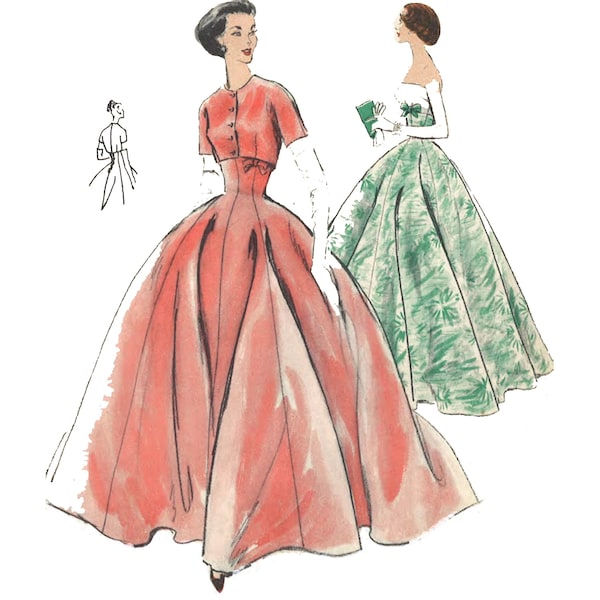 Vintage 1950's Sewing Pattern: Vogue Evening or Ball Gown & Bolero - Bust 31” (79cm)