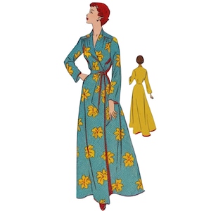 1940s Sewing Pattern: Donna Wrap Around Housecoat, Robe, Dressing Gown - Bust 36&quot; (91cm)