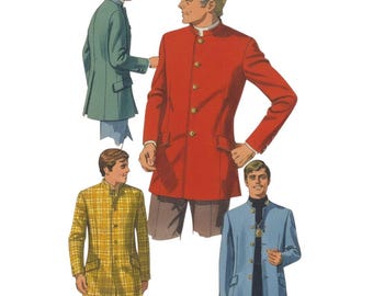 Vintage 1960s Sewing Pattern: Men&#39;s Nehru Jacket, Slim Fit - Various Sizes Available