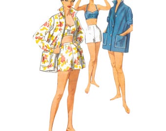 Motif vintage des années 1950 - combishort trois pièces - buste (86,4 cm) (34 po.), taille (66,1 cm) 26 po.