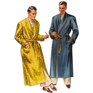 Patrón de costura vintage de los años 40: bata de hombre, bata, chaqueta de fumar - Pecho 38 "(97 cm) Cintura 33" (84 cm)