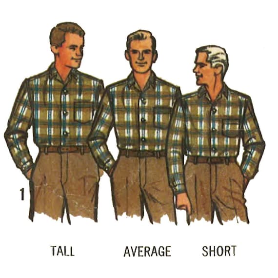 トップス 60s vintage check pattern shirt Vintage 1960's Sewing Pattern - Men's Shirt - Chest: 34