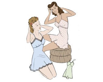 Vintage 1940s Pattern, Women's Slip Dress - 34” (86.4cm)