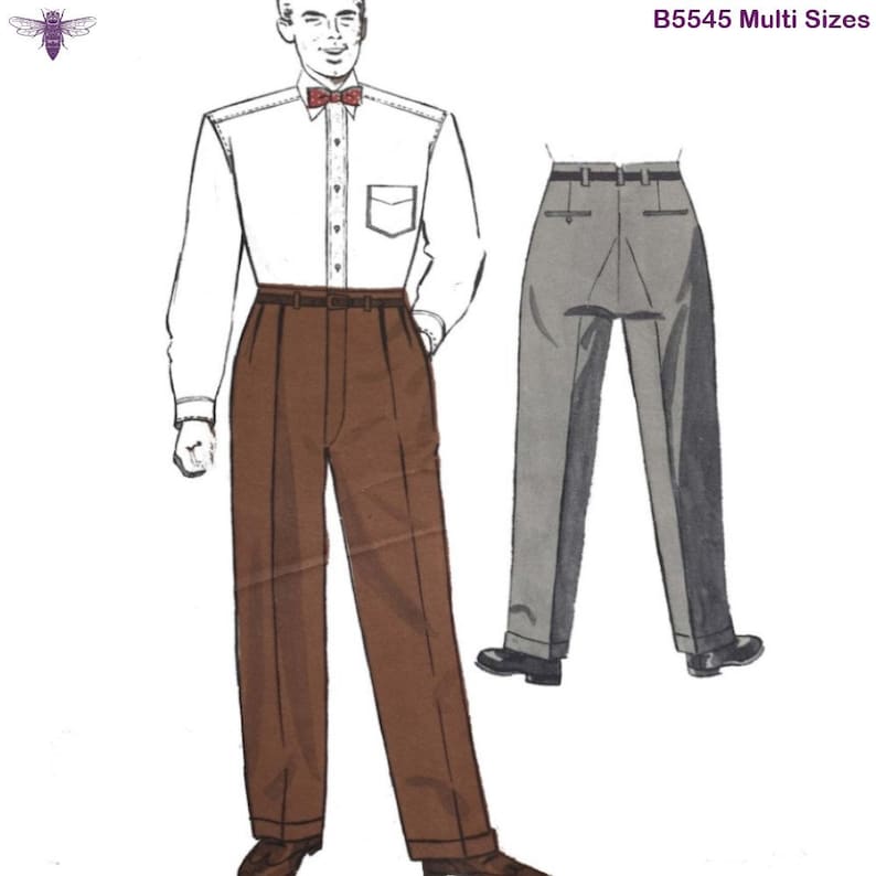 Men’s Vintage Reproduction Sewing Patterns     Vintage 1950s Sewing Pattern: Dapper Mens Slacks with Pleats - Multi-sizes $27.65 AT vintagedancer.com