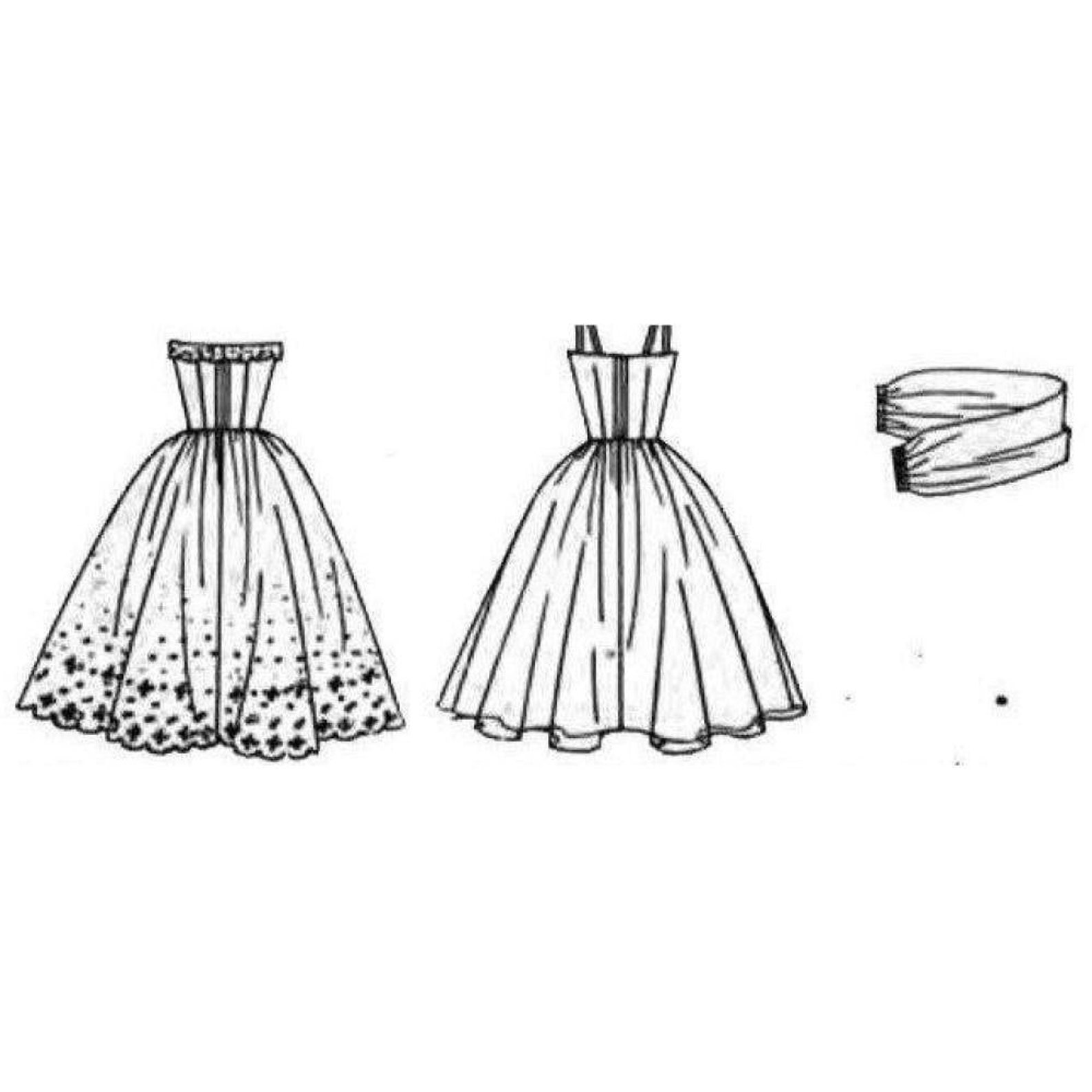 1950's Sewing Pattern: Pinup Rockabilly Dress, Strapless, Straps - Bust 36