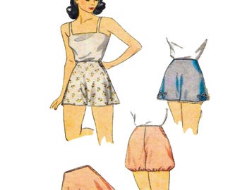 PDF - 1940's Sewing Pattern: Lady's Panties - Waist 28" (71cm) - Instantly Print at Home