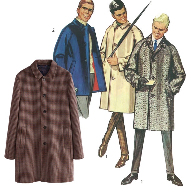 Vintage 1960's Sewing Pattern Men's Mod Coat Overcoat - Various Sizes Available