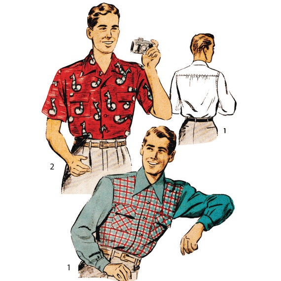 1950s Pattern, Men's Slacks, Pants, Trousers & Shirt - Chest 38” (96.5 –  Vintage Sewing Pattern Company