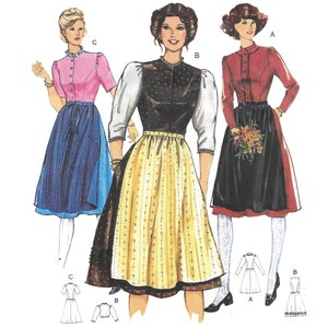 Vintage 1980s Dirndl Kleid Schnittmuster: Cottage-Core Style, Büste 102cm (Papiermuster)