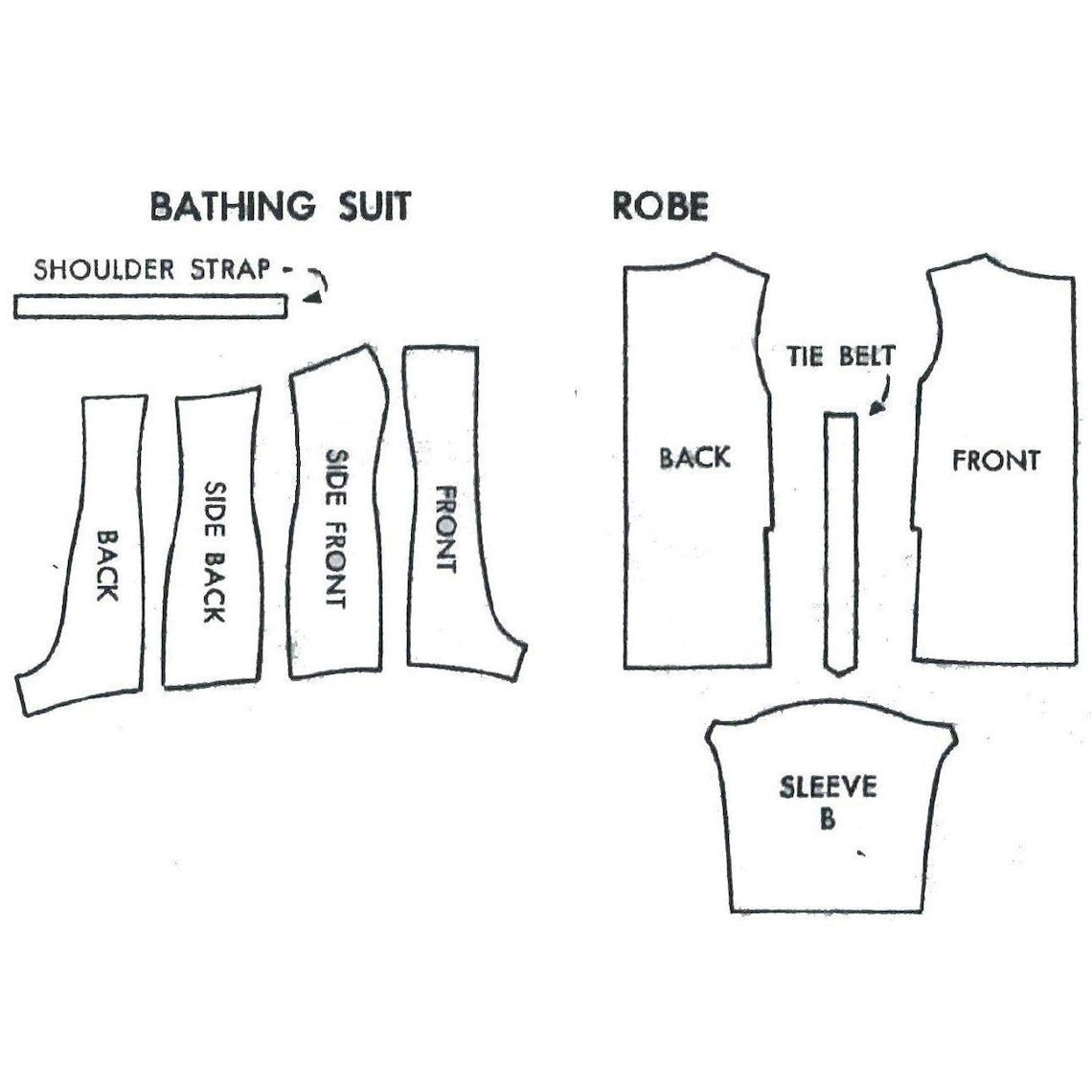 Bathing Robe Sewing Pattern Vintage 1950's Sewing Pattern: Bathing Suit, Beach Robe & Play-suit ...