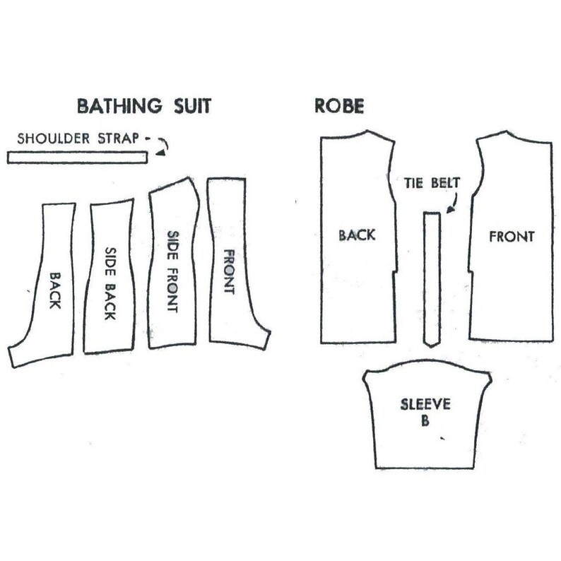 Vintage 1950's Sewing Pattern: Bathing Suit Beach Robe & - Etsy