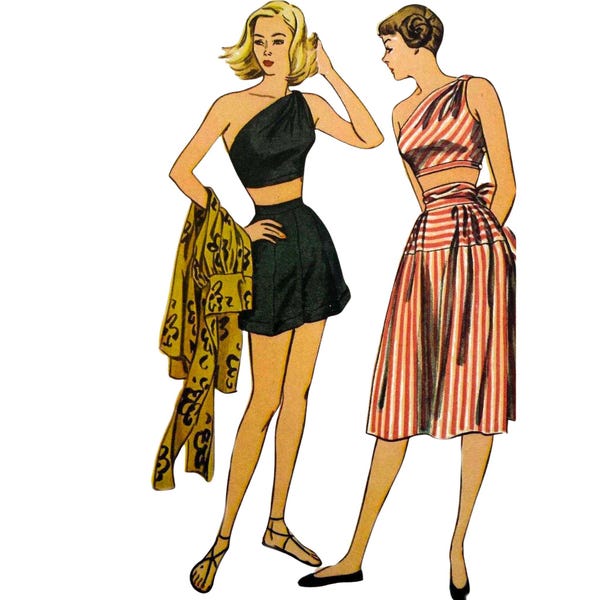 PDF - 1950's Sewing Pattern: Women's Beachwear - Bust 32” (81cm) - Download
