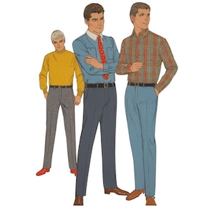 Vintage 1960&#39;s Sewing Pattern: Men&#39;s Shirt & Hipster Slacks Set - Multi-Sizes