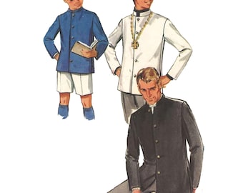 PDF - Patrón de costura vintage de los años 60: Chaqueta Nehru para hombre - The Beatles - Cofre 40 "(102cm) - Impresión instantánea en casa
