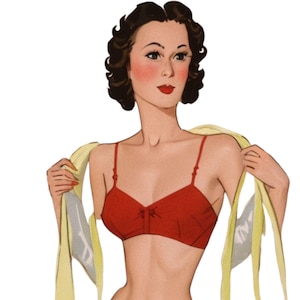 Vintage lingeriepatroon jaren 40, WO II-beha in 2 stijlen - buste (87,6 cm)