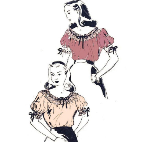 Vintage 1940s Sewing Pattern Gypsy Top Blouse With Gathered Etsy