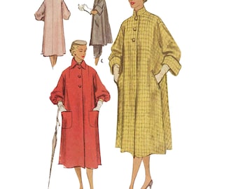 1950's   Sewing Pattern: Women's Reversible Coat & Lounging Coat - Bust 32” (81.3cm)
