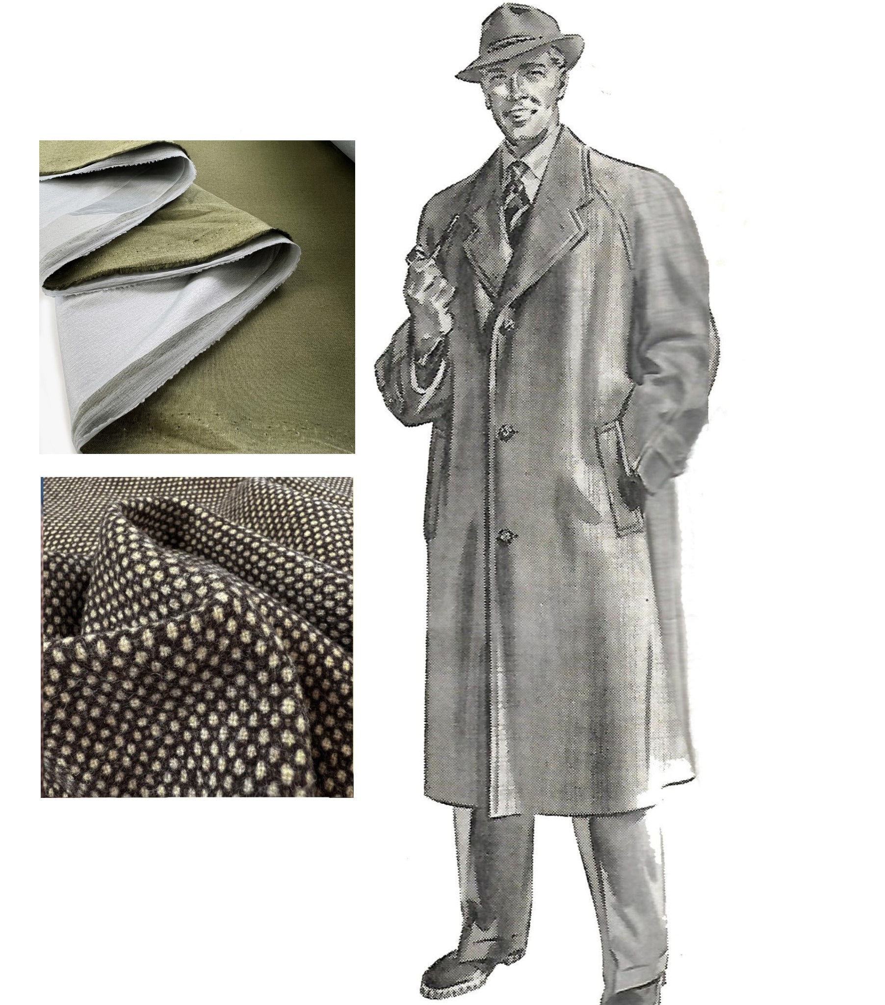 Vintage 1950s Pattern - Men's Classic Outer Coat - Chest 40 Vintage 1950s Pattern - Men's Classic Outer Coat - Chest 40