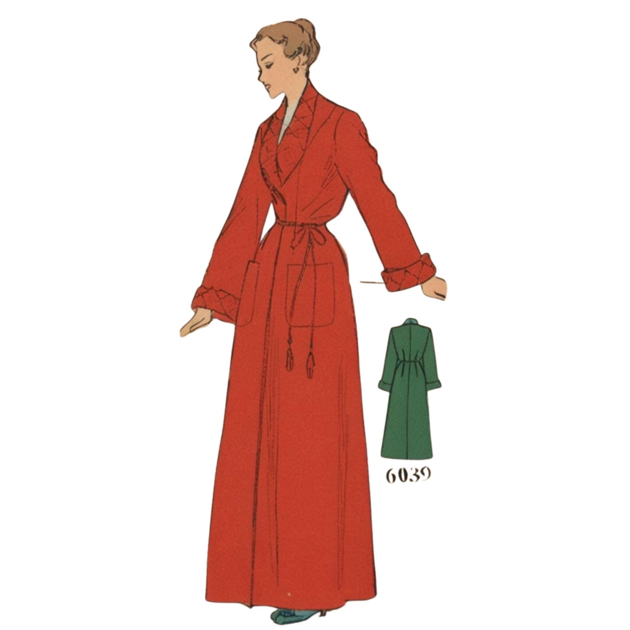 PDF - 1940's Vintage Sewing Pattern Women's Dressing Gown