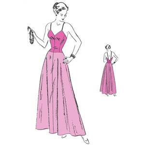 PDF - Vintage 1940s Lingerie Pattern, Evening Slip - Bust 36&quot; (91.5cm) - Download