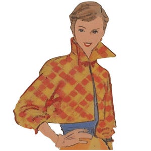 PDF - Vintage 1950's Sewing Pattern: Women's High Collar, Bolero jacket, Lined - Bust 36" (91.4cm) - Download