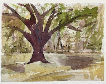 Tree Study, Unframed Original Watercolor Painting, Small Art