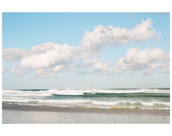 Blue Skies, Big Waves.  Cape Cod, Coastal Print. Ocean Artwork. Fine Art Gliceé Print. Wall Art