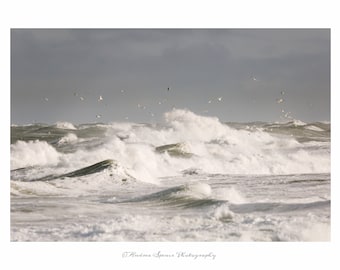 Stormy Seas.  Waves. Nauset Beach. Cape Cod, Coastal Print. Ocean Artwork. Fine Art Gicleé Print. Wall Art