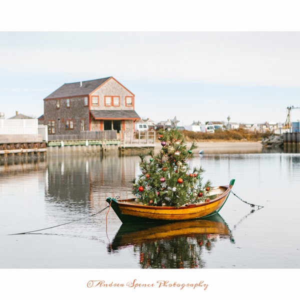 Coastal Christmas. Nantucket Harbor, Nantucket. Coastal Print. Ocean Artwork. Fine Art Gicleé Print. Wall Art, Seascape,