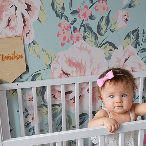 Vintage Floral Wallpaper Rose Wall Mural Nursery Wallpaper Etsy