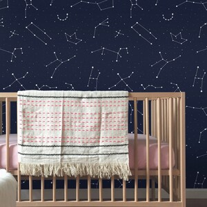 Constellations, Removable Wallpaper Dark Blue, Kids Room Wall Decor, Cosmos Pattern, Peel and Stick, Baby Boy Wallpaper, 73 image 5