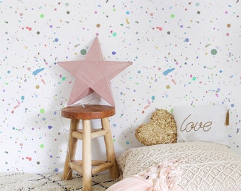 Paint splatter, Removable Wallpaper Colorful, Artistic Pattern, Baby Bedroom Wall Mural, Peel and Stick, Watercolor Nursery Wallpaper, #107