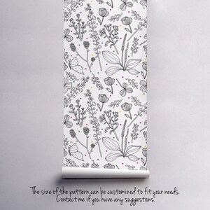 Black and White Nursery Wallpaper Flowers Colorful Dots Wall - Etsy