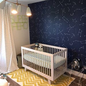 Constellations, Removable Wallpaper Dark Blue, Kids Room Wall Decor, Cosmos Pattern, Peel and Stick, Baby Boy Wallpaper, 73 image 6