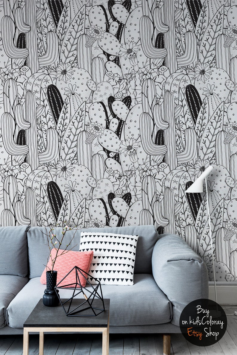 black and white wall mural