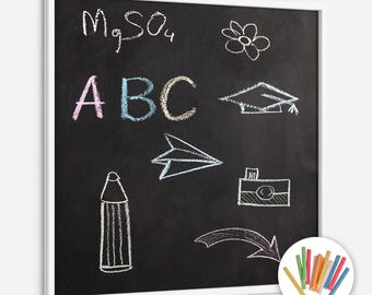Framed chalkboard for children + Free colored chalk, School chalk board, Lightweight large blackboard
