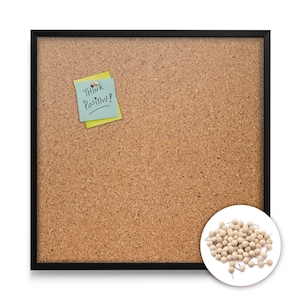 Stylish Mood and Idea Board, Cork Bulletin Board with Black or White Frame, Ideal for Wall Decor, Memo Board, and Planner with 100 Free Pins