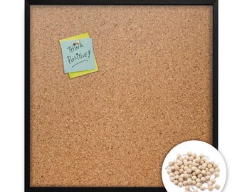 Stylish Mood and Idea Board, Cork Bulletin Board with Black or White Frame, Ideal for Wall Decor, Memo Board, and Planner with 100 Free Pins