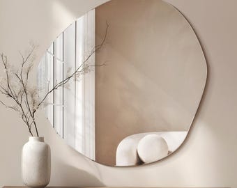 Irregular Frameless Mirror, Decorative Mirror, Asymmetrical Bathroom Mirror Asymmetrical Mirror, Amorphic Bedroom Mirror