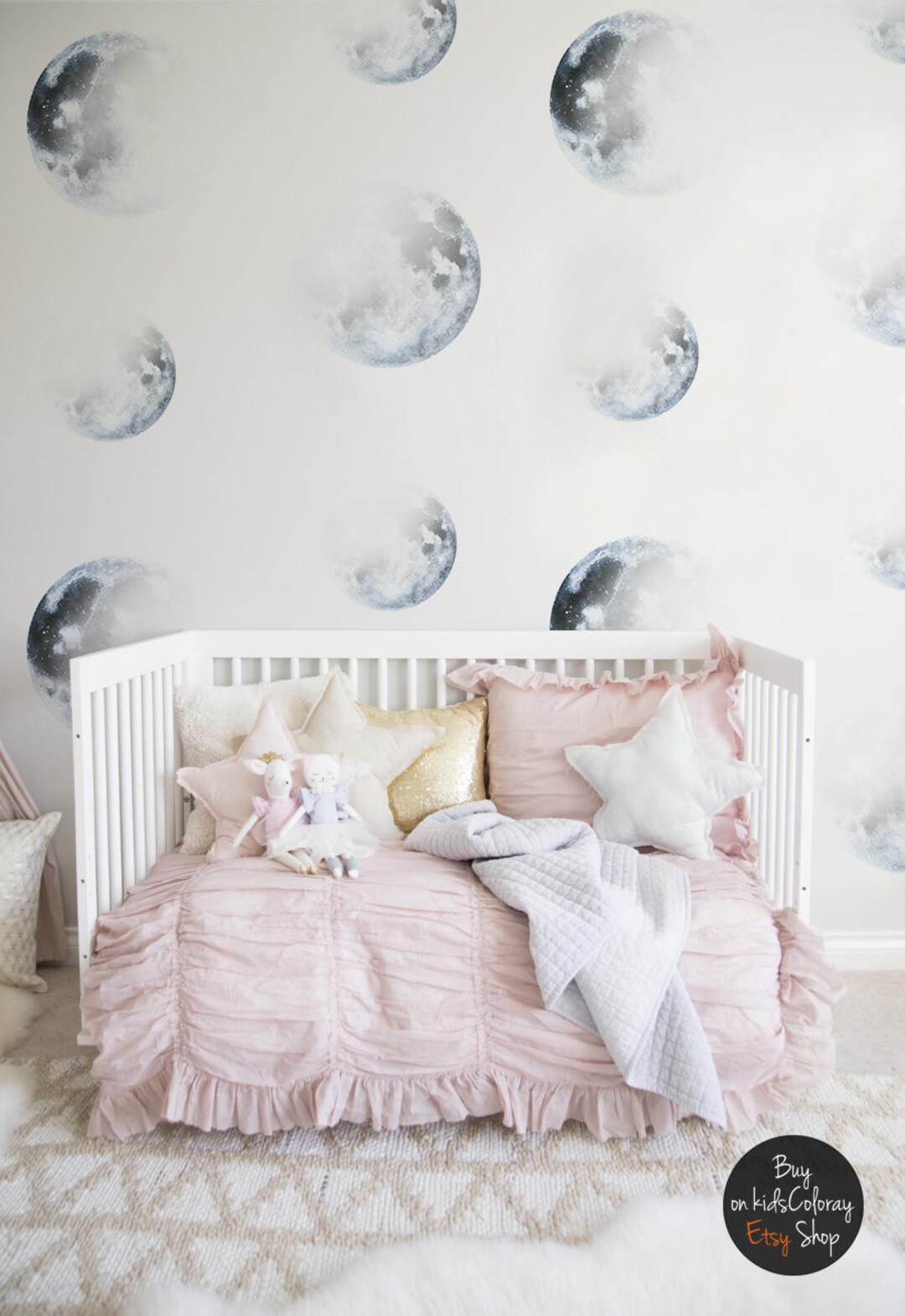 Moon Removable Wallpaper Nursery Wall Mural Moonlight Wall Etsy