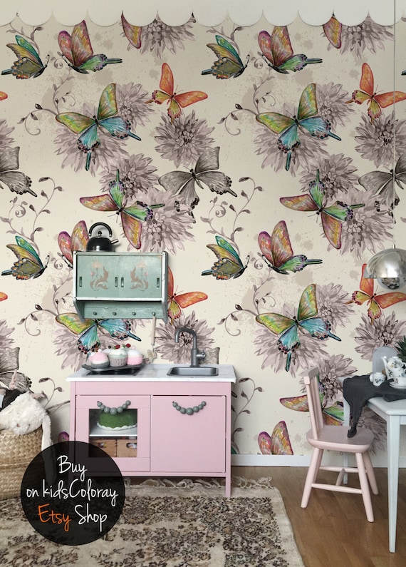 Fairytale Butterfly Wallpaper Watercolor Girly Wall Mural - Etsy Canada Fairytale Butterfly Wallpaper Watercolor Girly Wall Mural - Etsy Canada