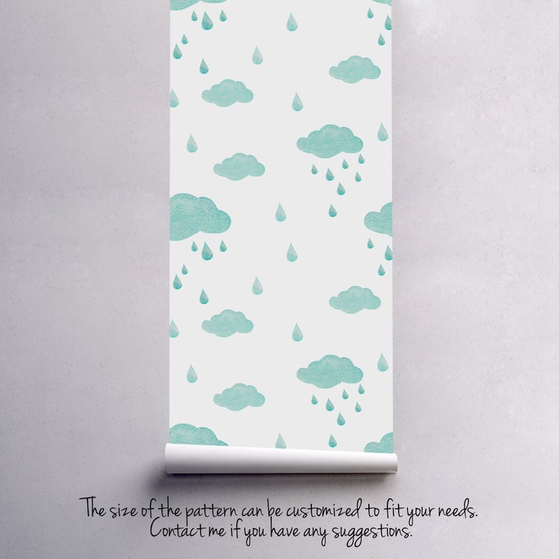 Pastel Rain Removable Wallpaper Pastel Clouds and Rain Etsy