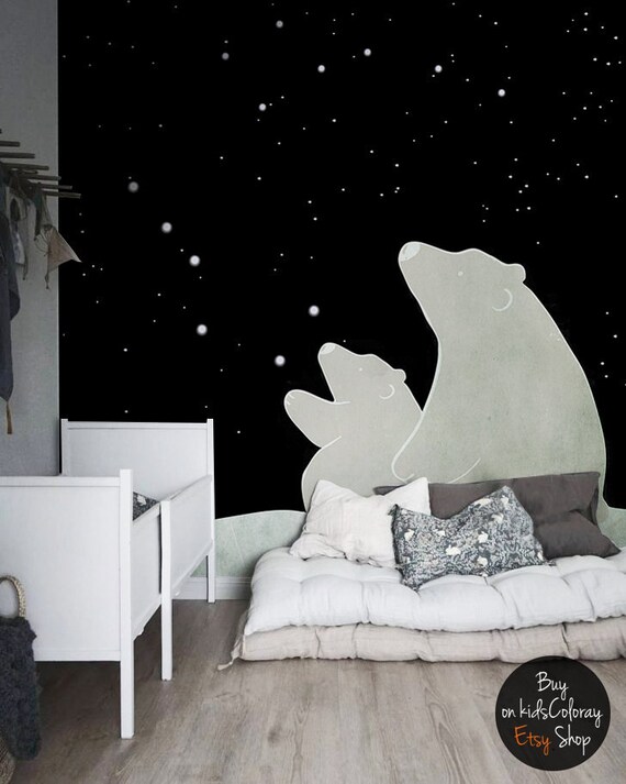 Dark Night Sky Removable Wallpaper Kids Room Peel and Stick Nursery Wallpaper Wall Décor Home