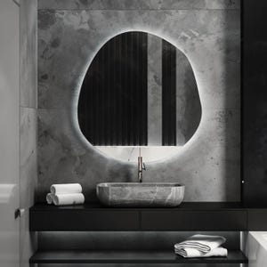 Miroir LED amorphe, Miroir de maquillage irrégulier, Miroir décoratif avec éclairage LED, Miroir organique lumineux, Miroir sans cadre