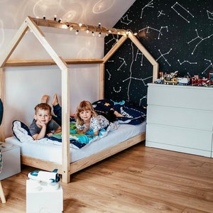 Costellazioni, Carta da parati rimovibile blu scuro, Decorazione da parete per cameretta dei bambini, Motivo cosmo, Stacca e attacca, Carta da parati per neonati, #73