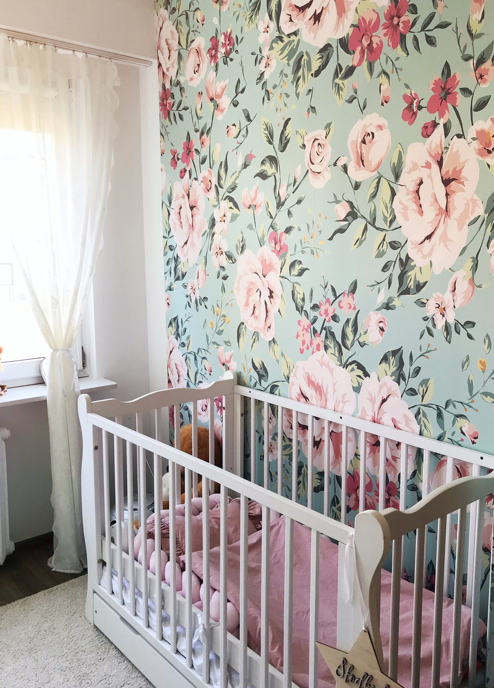 Nursery Floral Wallpaper Vintage Wall Mural Pastel Roses - Etsy UK